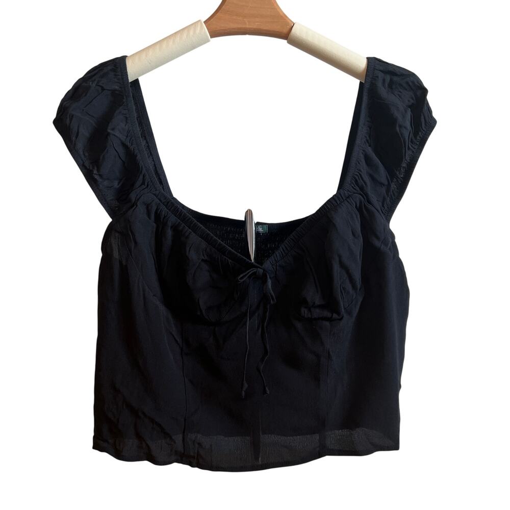 Wild Fable Women's Black Cap Sleeve Sweetheart Cropped Top - Size Large - NWT